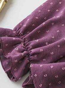 大码休闲瑞士波尔卡圆点优雅衬衫，秋季