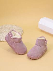 时尚儿童雪地靴，新款冬季保暖女童短靴，适合小童/中童学生，加垫幼儿男童女童靴 - 粉色 - 查看 5