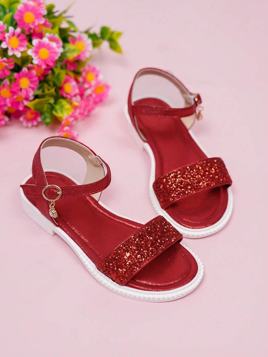 Mary Jane Casual Cute & Fashionable Red Glitter Breathable School Kids Sandals