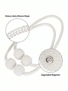 SHEIN 2 pièces Embrasses de rideaux magnétiques, support d'embrasse de fenêtre, fixateur de corde décoratif avec design de nœud classique pour la maison et le bureau