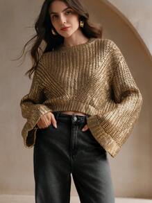 Anewsta Suéter tejido con efecto degradado de plata para otoño e invierno - Multicolor - Ver 7