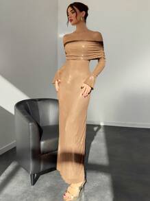 Aloruh Vestido elegante con hombros descubiertos para fiestas, otoño para mujeres