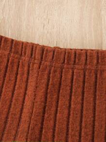 SHEIN Bộ áo hoodie thoải mái màu nâu dễ thương cho bé gái, mùa xuân/thu - màu nâu - Xem 6