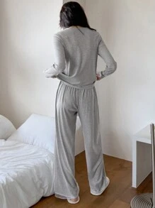 DAZY 1 Set de Ropa de Dormir de Punto Suave con Borde de Encaje