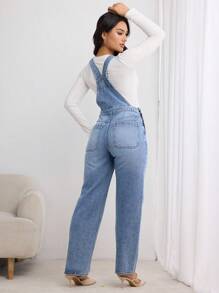 SHEIN LUNE Women Casual All-Match Denim Jumpsuit With Pockets