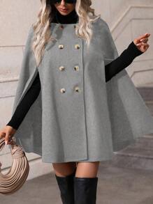 SHEIN Clasi Women Minimalist Front Button Casual Jacket, For Everyday Wear - Grey - View 1