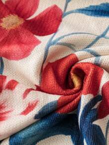 SHEIN Plus Size Women Printed Insect & Floral Sweater Knit Pullover Fall Winter - Apricot - View 7