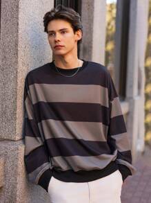 Manfinity VCAY 1pc Men's Knitted Fashionable Casual Loose Fit Long Sleeve Hooded Sweatshirt, Suitable For Young People