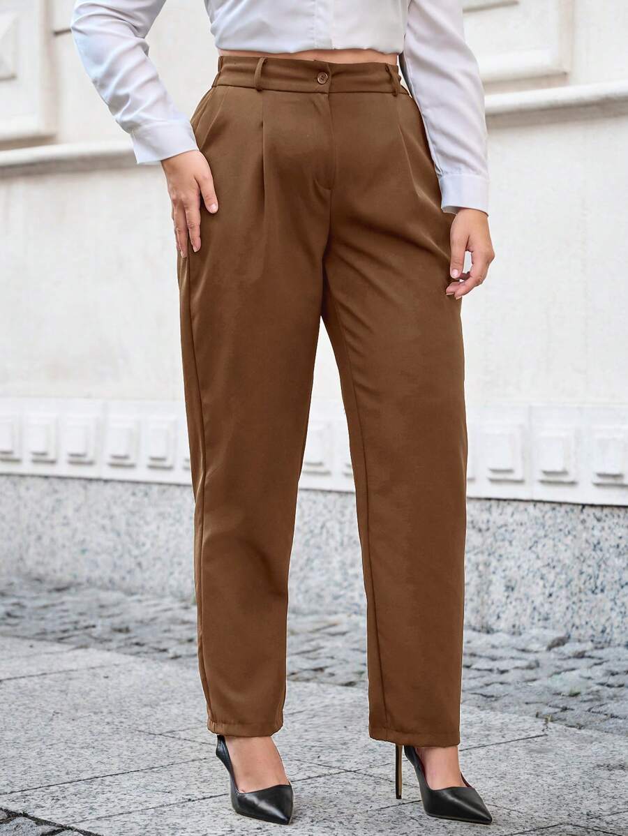 RueChic Plus 女士纯色斜口袋西装裤