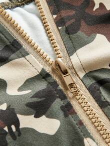 ROMWE Grunge Punk Shibuya Gyaru 迷彩背带设计女士细肩带露背吊带背心，不含毛皮配饰 - 彩色 - 查看 4