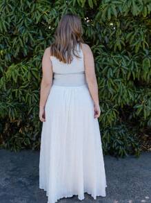 SHEIN Aralina-F 曲线圆领罗纹图案背心 - 灰色 - 查看 2