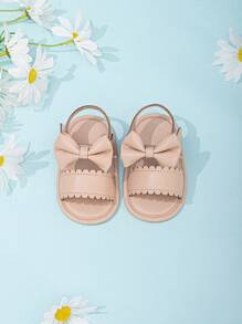 婴幼儿踝带蝴蝶装饰钩环扣凉鞋，杏色 - 杏色 - 查看 2