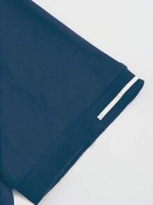 Manfinity Homme Men's Striped Short Sleeve Casual Commuting Polo Shirt, Men Clothes Men Polo Shirts - Cadet Blue - View 6