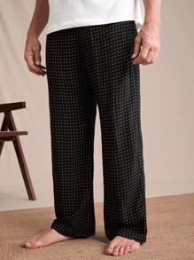 男士圆点印花宽松阔腿休闲裤、睡裤