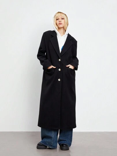 SHEIN Unity 女式前扣长袖口袋简约夹克