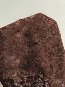 INAWLY Camisole femme à col ras-du-cou avec contraste de dentelle et dos ouvert, couleur unie - Marron - Voir 8