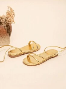 Girls Casual Vacation Style Flat Lace-Up Sandals, Summer New Arrival