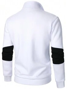 Casual Fashion Solid Color Pullover Sweatshirt For Men - White - View 3