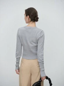 Aalyst 1 件纯色纽扣前袖口贴身袖口指环开衫