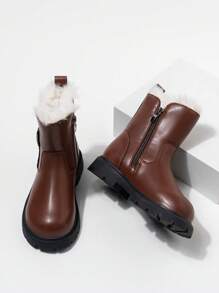 2024 New Winter Thick Insulated Waterproof Platform Short Boots Girl, Black & Brown Snow Boots