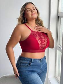 Plus Size Women Sexy Lace Patchwork Lingerie Set