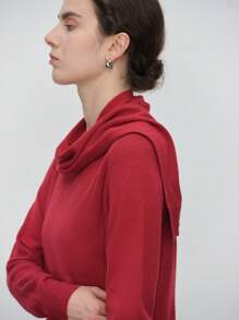 Aalyst 1set Women Minimalist Solid Maxi Knitted Dress With Knitted Scarf Fall Cloth For Women