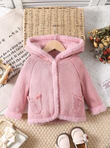 Babymeisje Warm Fleece Capuchon Cardigan Sweater Jas, Ontworpen Voor Praktische Warmte In Herfst/Winter. Het Thermisch Gevoerde Ontwerp Biedt Warmte En Koude Bescherming.