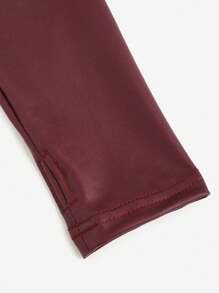 SHEIN Unity Femmes Top à manches longues col en V en tissu enduit bordeaux - Rouge foncé - Voir 5