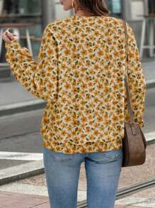 SHEIN LUNE Women's Casual Christmas Gingerbread Men Print Crew Neck Long Sleeve Loose Sweatshirt Suitable For Autumn & Winter Christmas Sweatshirt Women