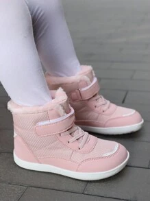 1 双儿童冬季粉色靴子，保暖雪地靴，防滑耐用鞋底，柔软舒适，时尚，适合男孩和女孩 - 粉色 - 查看 5