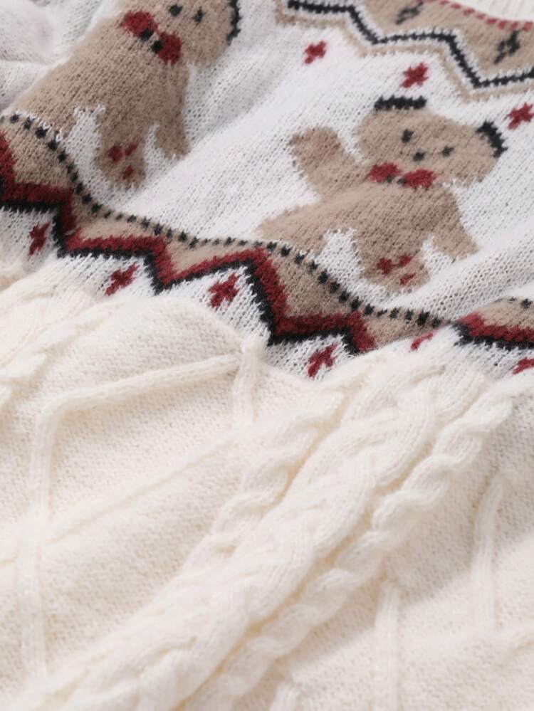 Women's Casual Loose Cartoon Pattern Knit Sweater,Fall Women Clothes Christmas,New Year
