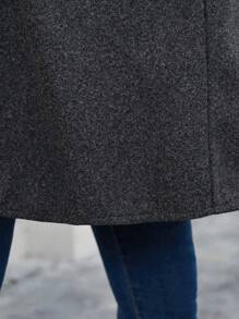 SHEIN Maternity Solid Color Buckle Design Long Sleeve Casual Loose Coat, Autumn Fall Clothes - Dark Grey - View 5