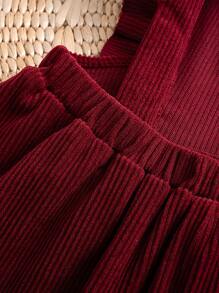 Cozy Pixies 2pcs Set: Baby Girl Christmas Print Round Neck Long Sleeve Pullover Top And Sleeveless Dress