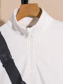 2 件/套青少年男童休闲日常印花立领半拉链长袖宽松运动衫和宽松针织裤套装，适合通勤、上学、休闲、度假、运动、春夏秋冬 - 彩色 - 查看 4