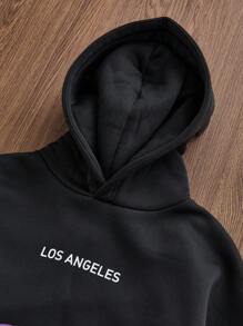 Manfinity VCAY Men's Knit Casual Daily Loose Fit Hoodie, Young Style, Long Sleeve Black Graphic Hoodie, For Friends, Husband, Boyfriend Gifts