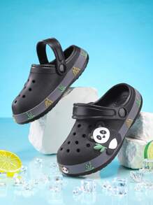 儿童简约透气拖鞋，适合日常休闲穿着和居家使用 - 黑色 - 查看 5