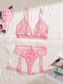 Spicy Aura Exquisite Lace Charming Sexy Lingerie Set For Women - Pink - View 7