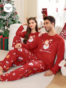 CoupledUp Christmas Santa Claus & Gingerbread Man & Snowman Couple Matching Pajama Sets For Men - Multicolor - View 1