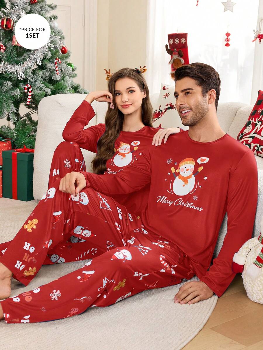 CoupledUp Christmas Santa Claus & Gingerbread Man & Snowman Couple Matching Pajama Sets For Men - Multicolor - View 1