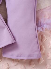 SHEIN Baby Girls 3D Floral Mesh Ruffle Jumpsuit Elegant Casual Cute Outfit, Autumn/Winter