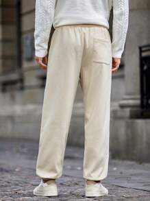 Manfinity EZcore Men's Plush Lined Drawstring Corduroy Pants - Apricot - View 2