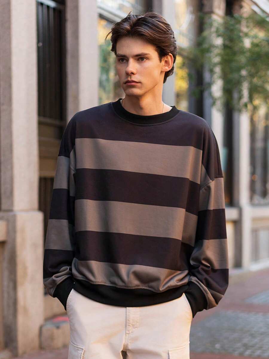 Manfinity VCAY 1pc Men's Knitted Fashionable Casual Loose Fit Long Sleeve Hooded Sweatshirt, Suitable For Young People