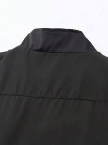 Manfinity EMRG 男士字母图案拉链休闲长袖夹克，秋季户外风衣 - 黑色 - 查看 5