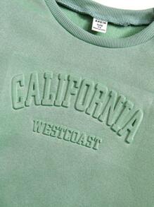 SHEIN 2pcs Young Girl Apricot Color Casual Sports Set Sweatshirt Outfit, Spring And Autumn