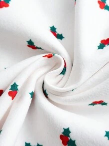 Cozy Pixies 2pcs Set: Baby Girl Christmas Print Round Neck Long Sleeve Pullover Top And Sleeveless Dress