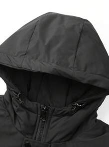 Manfinity Sport Corelite 男友风男式冬季字母印花连帽拉链滑雪夹克 - 黑色 - 查看 3