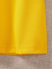 SHEIN Vestido de uniforme escolar para niña preadolescente con cuello polo y manga corta - Amarillo - Ver 5