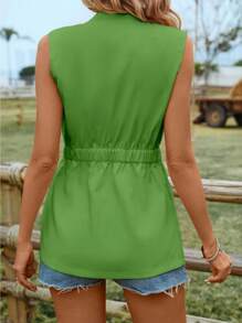 SHEIN Clasi Elegante einfarbige Ärmellose Jacke im Pendlerstil mit Einzelknopfverschluss