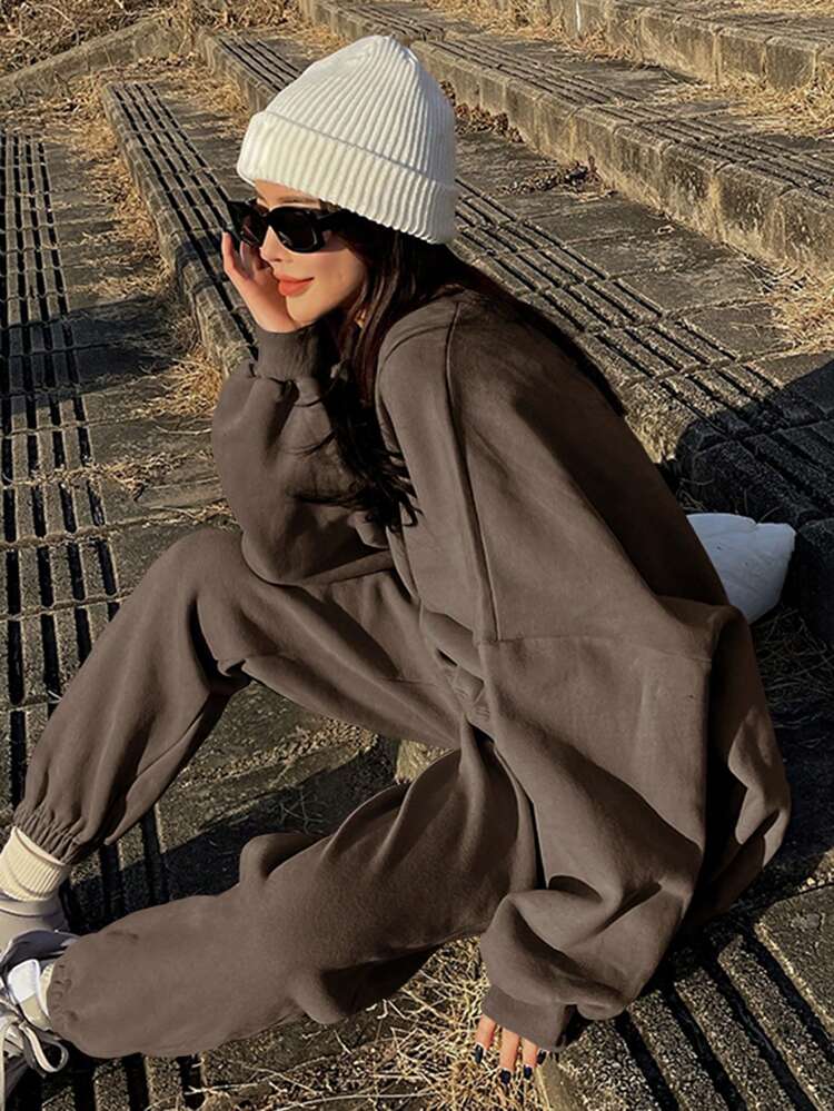 Conjunto de 2 piezas de ropa deportiva y casual de color café para mujer, apto para primavera/verano/otoño