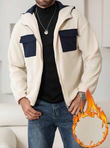 Manfinity Homme Men's Autumn/Winter Casual Hooded Sweatshirt With Pockets And Patchwork Design - Multicolor - View 4